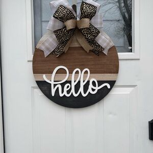 Black and white door hanger